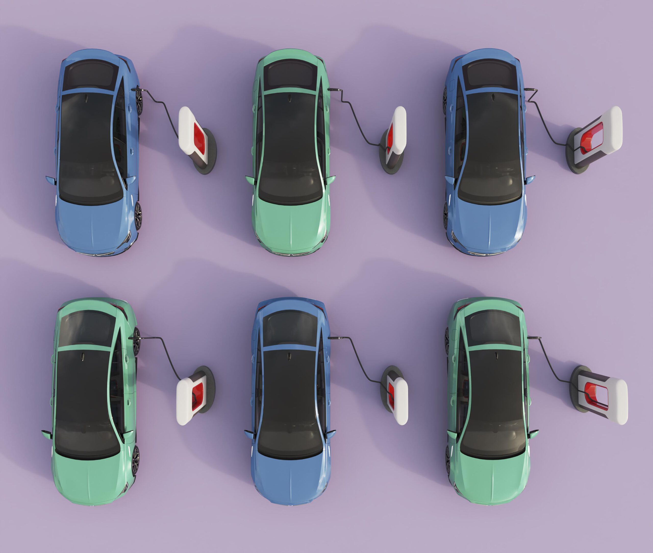 top-view-electric-cars-charging